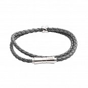 Dvojitý luxusní kožený náramek šedý S (32-34cm)