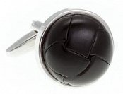 Kožené černé manžetové knoflíčky fotbalový míč v retro stylu