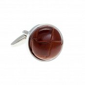 Kožené hnědé manžetové knoflíčky fotbalový míč v retro stylu