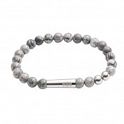 Luxusní šedý náramek z polodrahokamu howlite L (40-42cm)