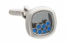 Originální manžetové knoflíčky se sedmi modrými krystaly pro štěstí