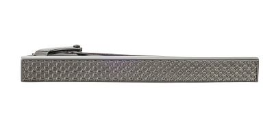 Šedá spona na kravatu s industriálním vzorem v délce 55 mm