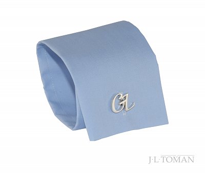 Stříbrné manžetové knoflíčky s monogramem GL vyrobené na míru podle grafického návrhu