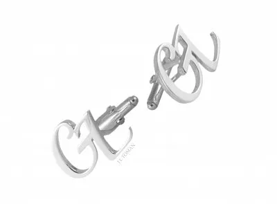 Stříbrné manžetové knoflíčky s monogramem GL vyrobené na míru podle grafického návrhu