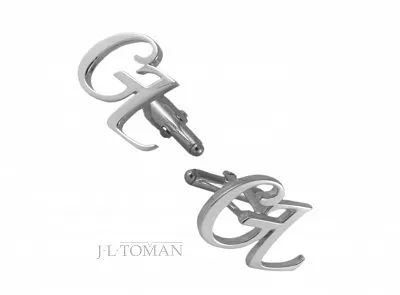 Stříbrné manžetové knoflíčky s monogramem GL vyrobené na míru podle grafického návrhu