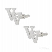 Stříbrné manžetové knoflíčky s monogramem VV č. 5 vyrobené na zakázku podle grafického návrhu