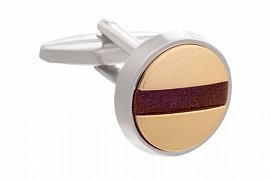 Zlaté manžetové knoflíčky osazené polodrahokamem Brown Goldstone v desinu šroubku