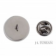 Černo stříbrný odznak do klopy s keltskými motivy v designu broušeného kovu