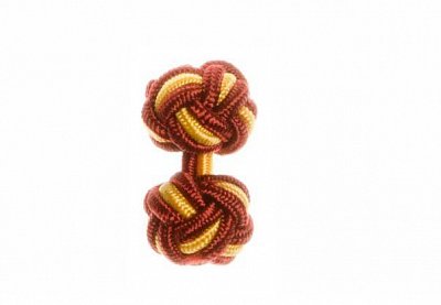 Claret Red & Buttercup Yellow Silk Cuffknots