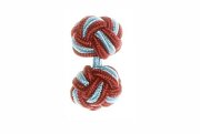 Claret Red & Light Blue Silk Cuffknots