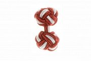 Claret Red & White Silk Cuffknots