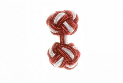 Claret Red & White Silk Cuffknots