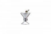 Elegantní odznak do klopy saka sklenička Martini se zelenou olivou	