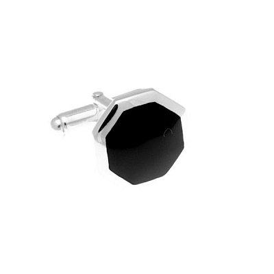 Elegantní stříbrné manžetové knoflíčky s černým onyxem oktagon 925/1000