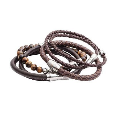 Hnědý luxusní náramek z polodrahokamu tygří oko M (18-19cm)