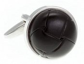 Kožené černé manžetové knoflíčky fotbalový míč v retro stylu 