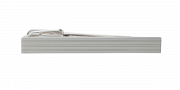 Lesklá stříbrná spona na kravatu s laserovanými pruhy v délce 50 mm