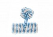 Light Blue & White Barrel Silk Cuffknots