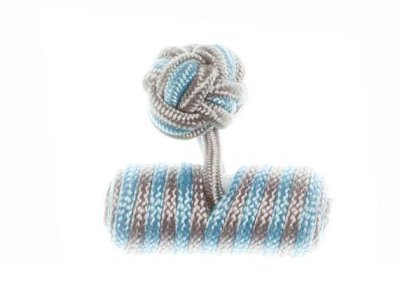Light Grey & Light Blue Barrel Silk Cuffknots