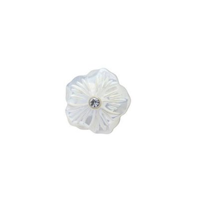 Luxusní odznak do klopy saka bílý květ vyrobený z polodrahokamu z perleti	