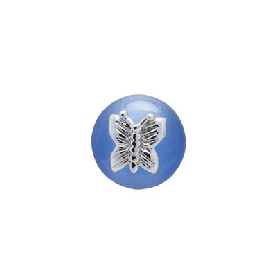 Luxusní světle modrý odznak do klopy saka se stříbrným kovovým motýlem