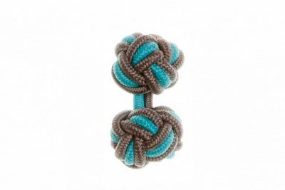 Mid Grey & Turquoise Green Cuffknots Silk Knot