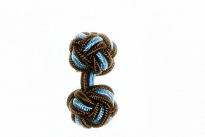 Mocha Brown & Light Blue Cuffknots Silk Knot Cufflinks