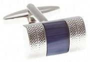 Modré luxusní manžetové knoflíčky s klenbou osazené kamenem z optického vlákna