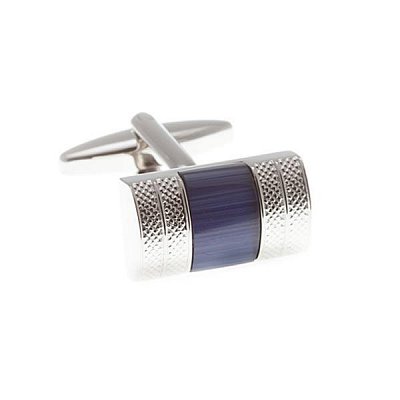 Modré luxusní manžetové knoflíčky s klenbou osazené kamenem z optického vlákna