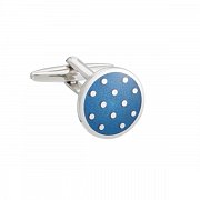 Modré puntíkované manžetové knoflíčky osazené šperkařským smaltem