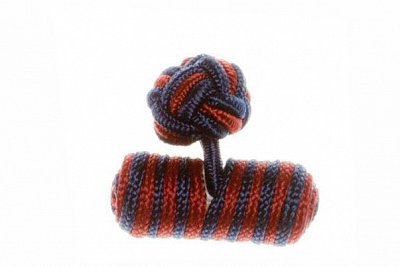 Navy Blue & Claret Deep Red Barrel Silk Cuffknots
