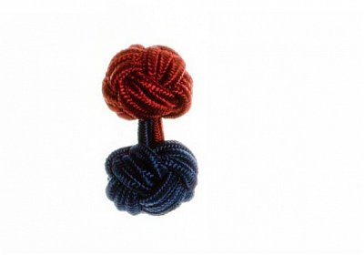 Navy Blue & Claret Deep Red Different Colour Ends Silk Cuffknots