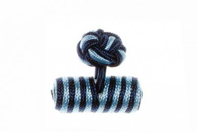 Navy Blue & Light Blue Barrel Silk Cuffknots