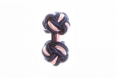 Navy Blue & Pink Silk Cuffknots