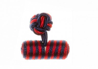 Navy Blue & Ruby Red Barrel Silk Cuffknots