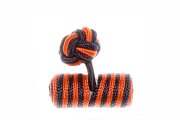 Navy Blue & Tango Orange Barrel Silk Cuffknots
