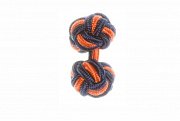 Navy Blue & Tango Orange Silk Cuffknots