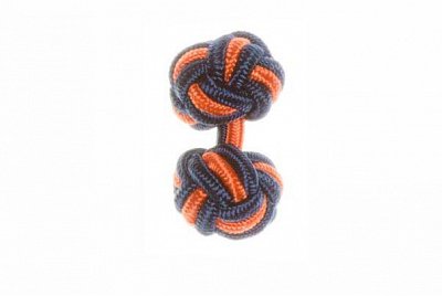 Navy Blue & Tango Orange Silk Cuffknots