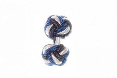 Navy Blue, White & Royal Blue Silk Cuffknots