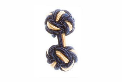 Navy Blue & Yellow Silk Cuffknots