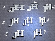 Stříbrná ozdoba do klopy s monogramem JH