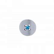 Stříbrná ozdoba do klopy saka broušený knoflík s modrým prošitím