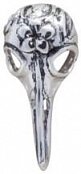 Stříbrná ozdoba do klopy steampunková lebka ptáka s gravírovanými motivy