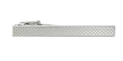Stříbrná spona na kravatu s industriálním vzorem v délce 55 mm