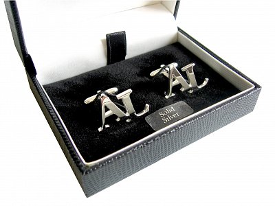 2 písmena monogram stříbrné manžetové knoflíčky ruční výroba - Ag 925/1000