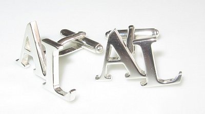 2 písmena monogram stříbrné manžetové knoflíčky ruční výroba - Ag 925/1000