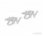 Stříbrné manžetové knoflíčky s monogramem DN č. 13  vyrobené na zakázku podle grafického návrhu