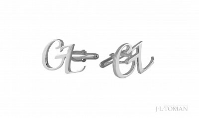 Stříbrné manžetové knoflíčky s monogramem GL vyrobené na míru podle grafického návrhu