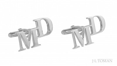 Stříbrné manžetové knoflíčky s monogramem MD vyrobené na zakázku