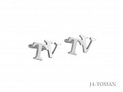 Stříbrné manžetové knoflíčky s monogramem TV vyrobené na zakázku